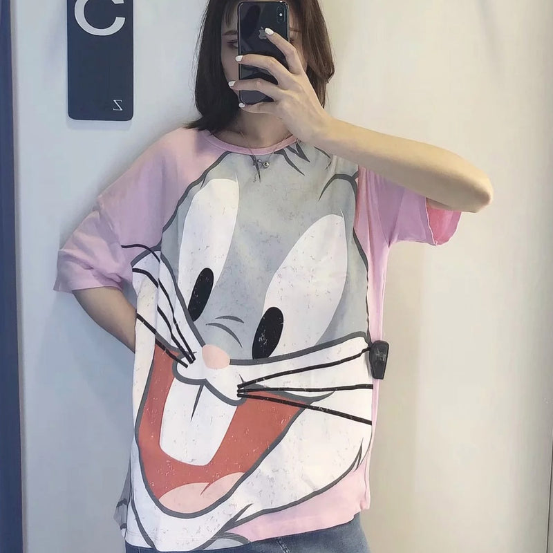 Bugs Bunny Shirt Summer Women's Short Sleeve Loose Rabbit T-shirt