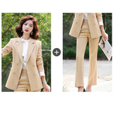 Women Autumn Uniform Designs Formal Style Office Lady Bussiness Attire Work Suit Blue Suit Work Clothes Leggings