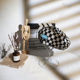 Check Beret Hat Knitted Thin Spring and Summer Leisure
