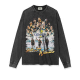 Stephen Curry Shirt Curry Winning Series Long-Sleeved T-shirt Loose Heavy Distressed Cotton round Neck