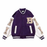 Skeleton Varsity Jacket Spring and Autumn Baseball Uniform Coat Men's Loose Sports