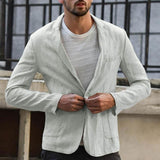 Bohemian Chic Wedding Guest Men Attire Cotton Linen Loose Solid Color Thin Regular Casual Suit Jacket