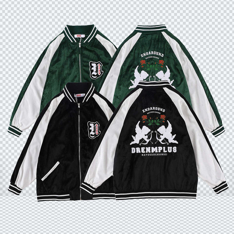 Vintage Letterman Jacket Vintage Baseball Uniform Vintage Angel Embroidered Pilot Jacket Men 'S Jacket