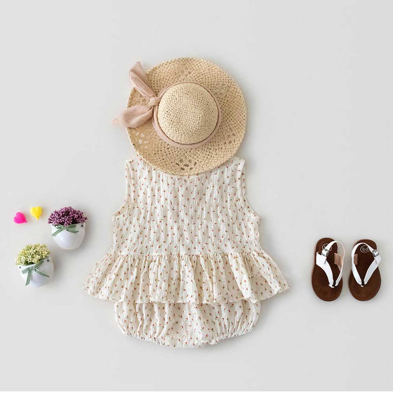 Autumn Rompers Summer Sleeveless Romper Cute Triangle Outwear Suit 2 Piece Set