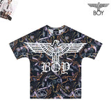 Boylondon T Shirt plus Size Sports Retro Training Slim Black Eagle
