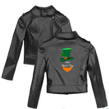 Graphic Leather Jacket Women Street around Irish Festival Women's Leather Top
