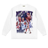 JA Morant Shirt JA Morant Printed Long-Sleeved T-shirt Loose Cotton Sports Vintage