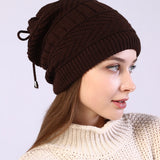 Women Winter Hats Winter Fleece-Lined Knitted Men's and Women's Set Earmuffs Hat