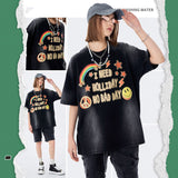 Preppy Aesthetic T Shirt Men's Clothing Summer Printing Short T-shirt Men's