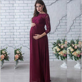 Maternity Clothes Dress Long Sleeve Lace Maternity Sexy Loose Trailing Long Dress