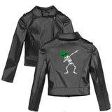 Graphic Leather Jacket Women Street around Irish Festival Women's Leather Top
