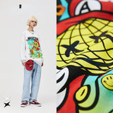 Preppy Aesthetic Sweatshirt round Neck Sweater Autumn Printed Top for Men