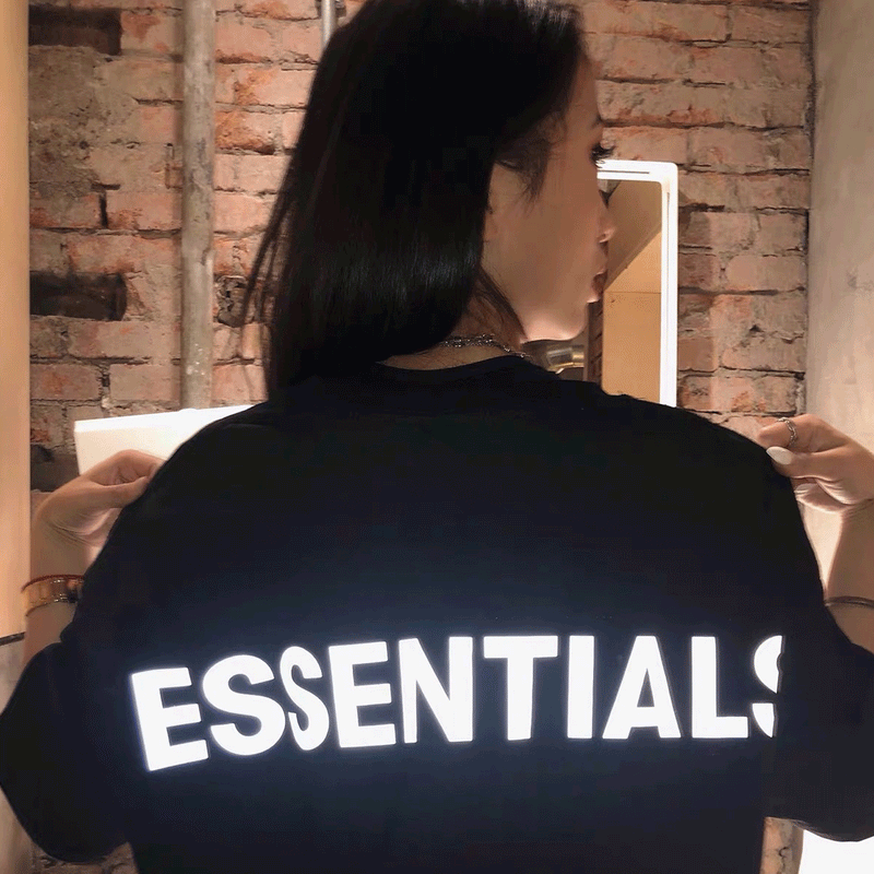 Fog Fear of God Essentials T Shirt Double Line Short Sleeve Reflective Letter Loose Couple T-shirt