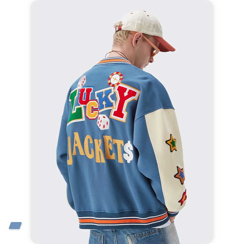 Orange Varsity Jacket Autumn and Winter Baseball Uniform Three-Dimensional Towel Embroidery Thick Jacket Men's Couple Wear