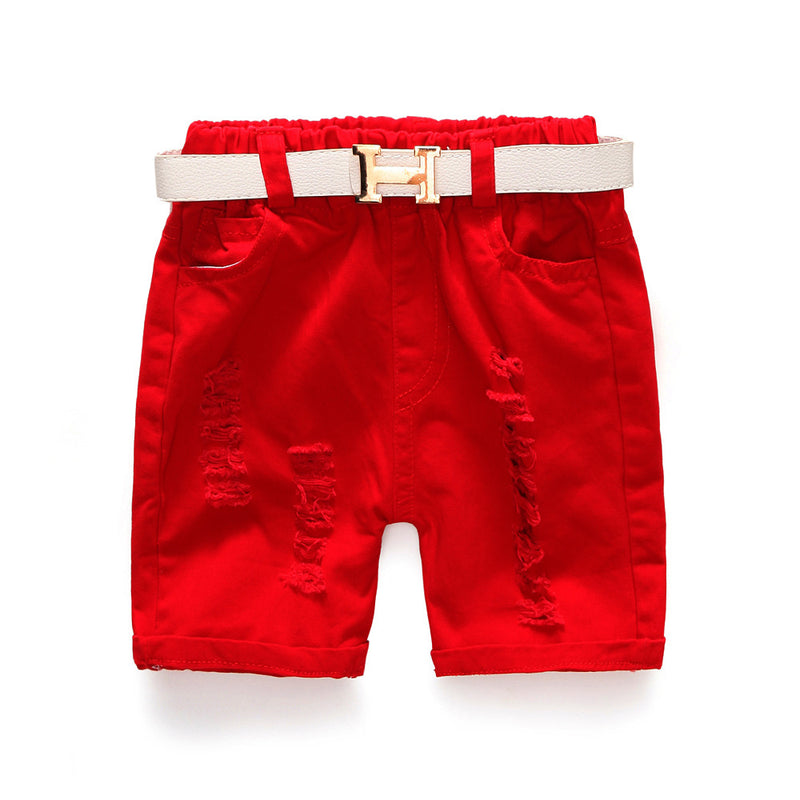 Children Boy Co Ord Summer Geometric Print Sleeveless Shirt Top Ripped Shorts 2 Piece Set