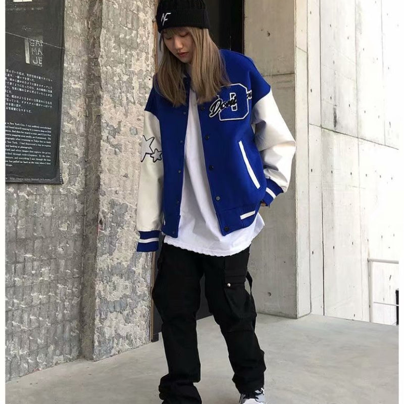 Alaska Varsity Jacket Men's Embroidered Baseball Clothing Loose Splicing in Spring