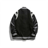 Black Varsity Jacket Autumn Baseball Uniform Stitching Loose Couple Coat Men