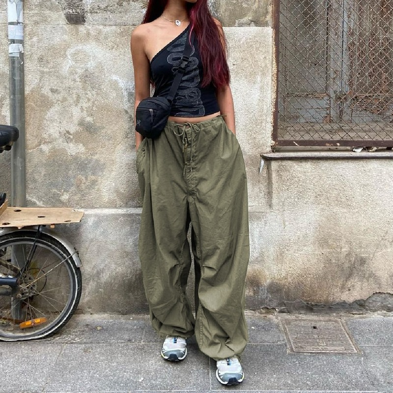 Julia Fox Low Rise Trousers Vintage Casual Loose Track Pants