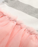 Girl Dress Cute Short Sleeve Striped Pink Dress