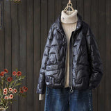 Women Winter Coats Puffer Jacket down Coat Winter Loose Zip Stand Collar Lightweight White Duck down Coat