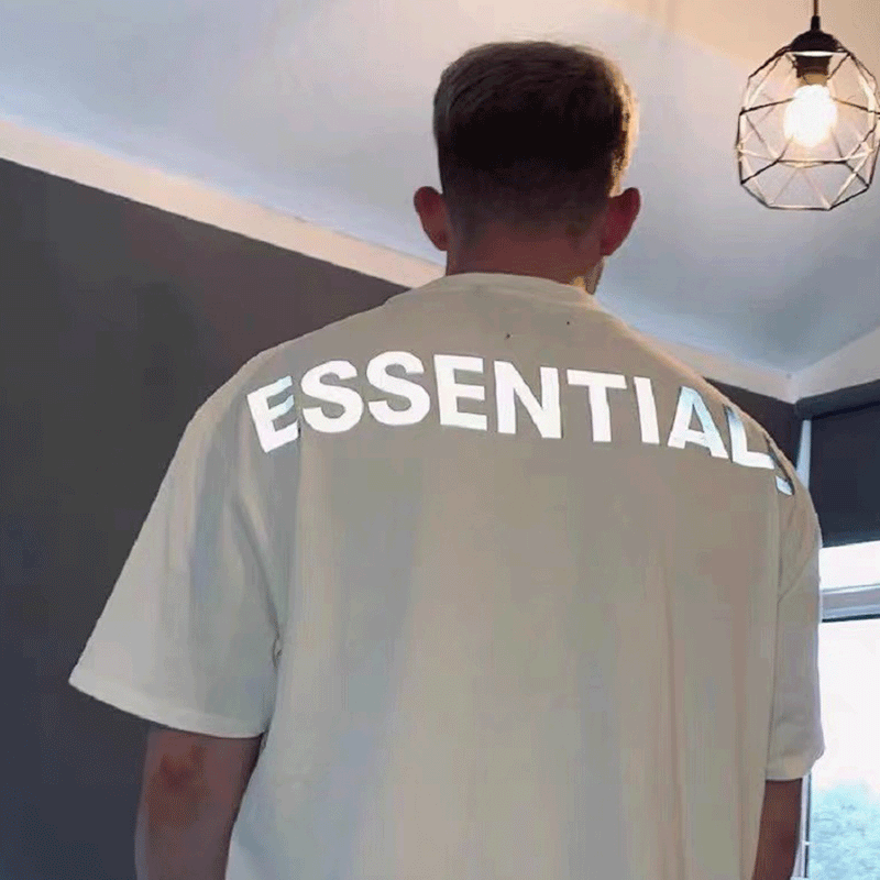 Fog Fear of God Essentials T Shirt Double Line Short Sleeve Reflective Letter Loose Couple T-shirt