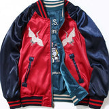 Varsity Bomber Jacket Spring and Autumn Embroidered Jacket Men's Thickened Couple Pilot Baseball Uniform Both Sides Wear Jacket Women