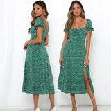 Milkmaid Vintage Dress Summer Printed Short Sleeve Midi Summer Dresses