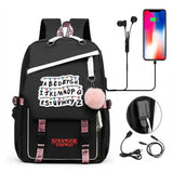 Stranger Things Hellfire Club Backpack USB Charging Backpack Student Schoolbag