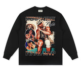 Stephen Curry Shirt Stephen Curry Good Night Printed Distressed Long Sleeve T-shirt Loose Heavy round Neck