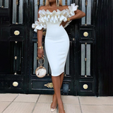 Hot Women in Tight Dresses Women's Slim-Fit Sexy Lotus Leaf Dress