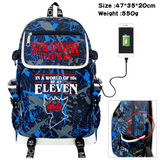 Stranger Things Backpack Printed Backpack USB Charging Schoolbag Computer Bag