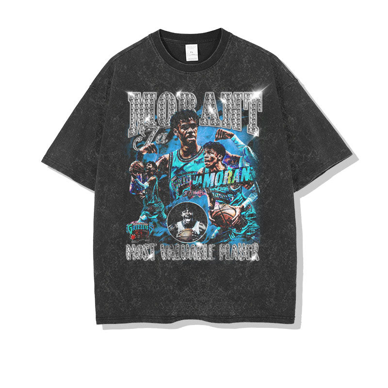 JA Morant Shirt JA Morant Printed Heavy Small Neckline Vintage Sports