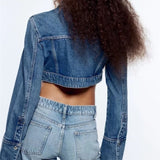 Brown Cropped Varsity Jacket Spring and Summer Retro Denim Jacket