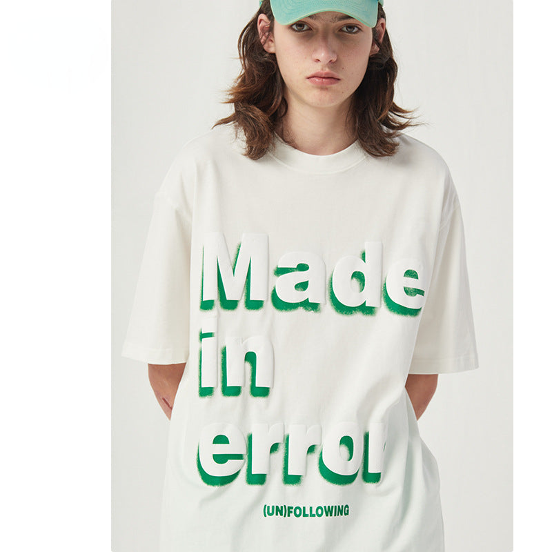 Preppy Aesthetic T Shirt Printed Couple Short Sleeve round Neck Loose