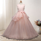 First Communion Dress Vestidos De Primera Comunion Lace Ball Gown Girl Party Princess Pageant Gown Children's Embroidery Dress Bow