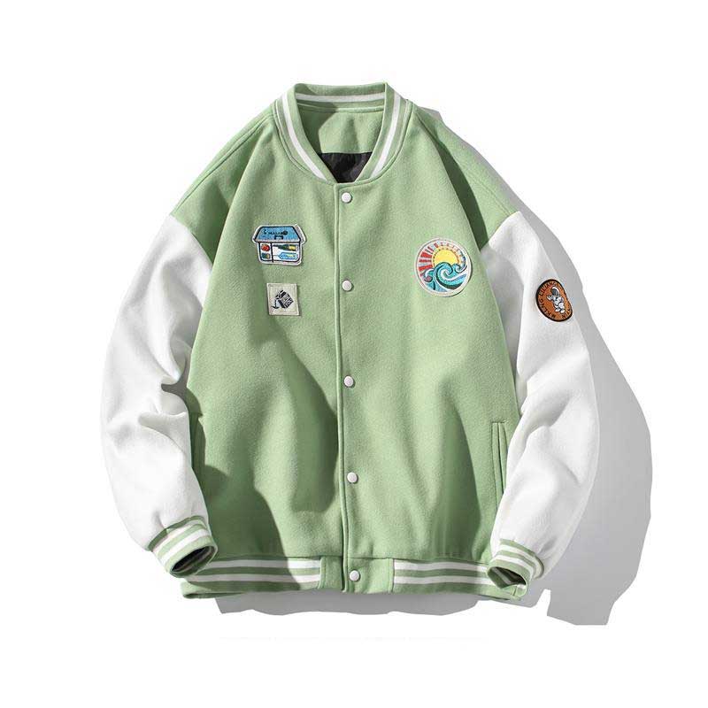 Yellow Varsity Jacket Autumn Men's Labeling Embroidered Coat Pilot Jacket Top
