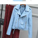 Women PU Leather Jacket Biker Motorcycle Coat Short Spring and Autumn Lapel Slim-Fit Figure Flattering Coat