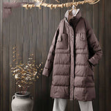 Women Winter Coats Puffer Jacket Down Coat Winter Clothing Mid-Length Loose Lapel Down Jacket Coat