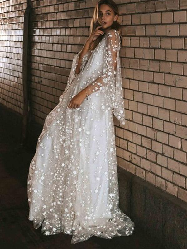 White See-through Backless Dress Cottagecore Aesthetic Prom Dress