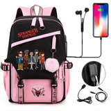 Stranger Things Hellfire Club Backpack USB Charging Backpack Student