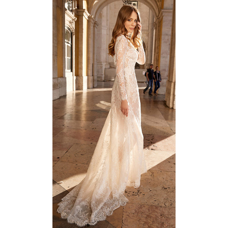Formal Dresses & Gowns Women's Dress Sexy Lace See-through Long Sleeve Dress