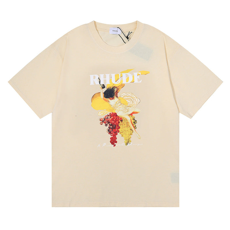 Rhude T Shirt Hip Hop Men and Women Couple Loose Casual