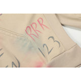 Rrr123 Hoodie Loose Distressed Contrast Color Hoodie for Men and Women