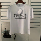 T Shirt Balmain Laser Reflective Letter Short Sleeve Parent-Child Suit Men's and Women's T-shirt Pure Cotton
