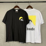 Rhude T Shirt Snow Mountain Print Hip Hop Men and Women