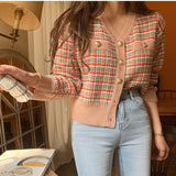 Preppy Aesthetic Sweater Autumn and Winter Knitting Cropped Sweater