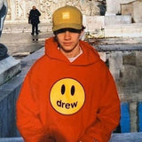 Drew House Smiley Velvet Padded Hooded Sweatshirt Casual Trend Loose Couple Hoodie