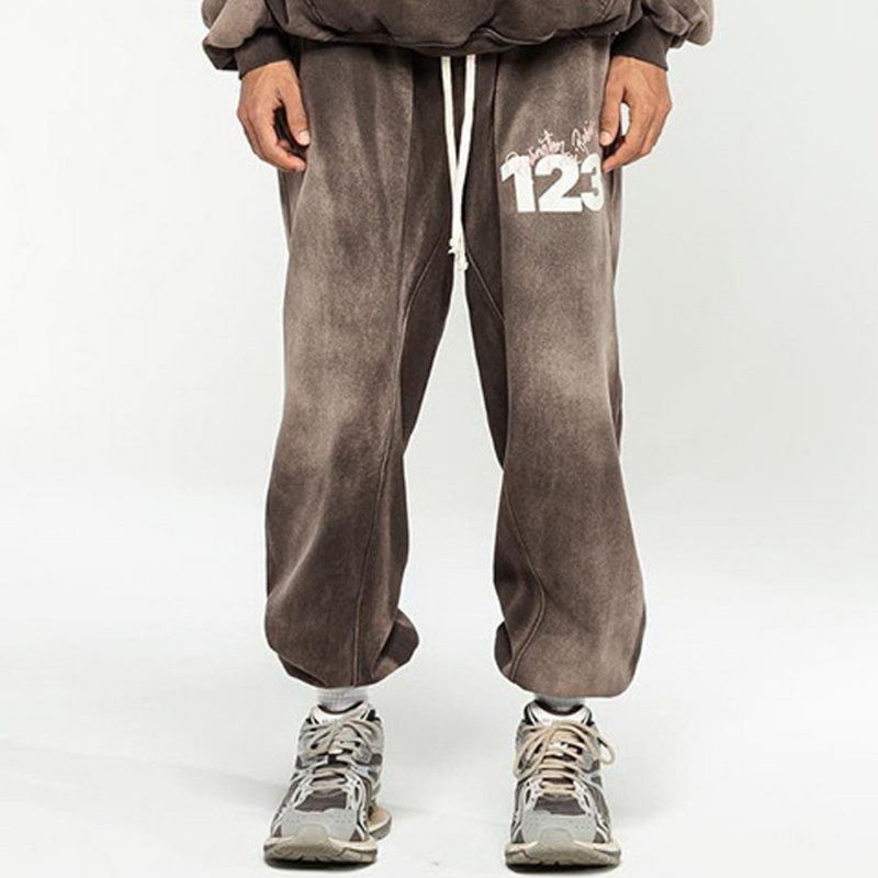 Rrr123 Hoodie Distressed Loose Sweatpants Drawstring Trousers for Men