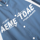 Baby Blue Varsity Jacket Printing Baggy Coat Men's Baseball Uniform Autumn
