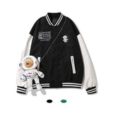 The Bears Varsity Jacket Street Fall/Winter Jacket Men's Astronaut Bear Retro Baseball Uniform Loose Couple Coat